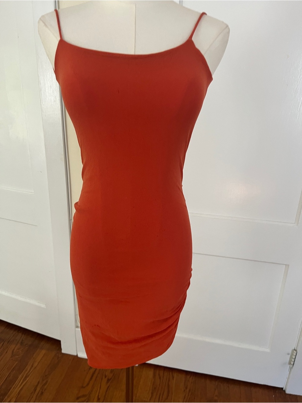 Giorgio di Sant’Angelo Burnt Orange Dress—Asymmetrical Hem, Runway Gift